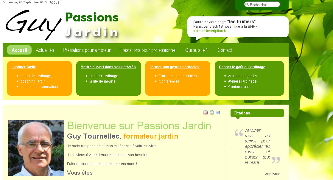 Site internet www.guypassionsjardin.fr